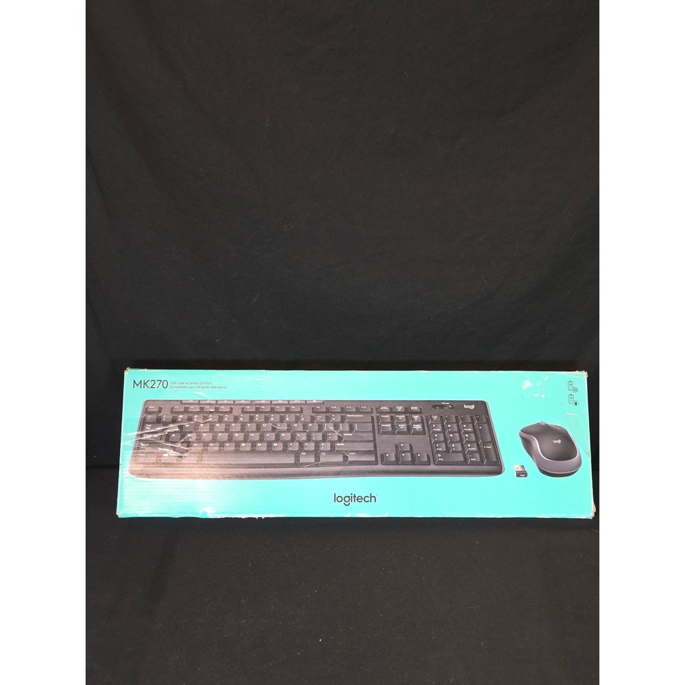 Logitech‎ MK270 Wireless Keyboard and Mouse Combo Full Size 2.4 GHz USB Receiver